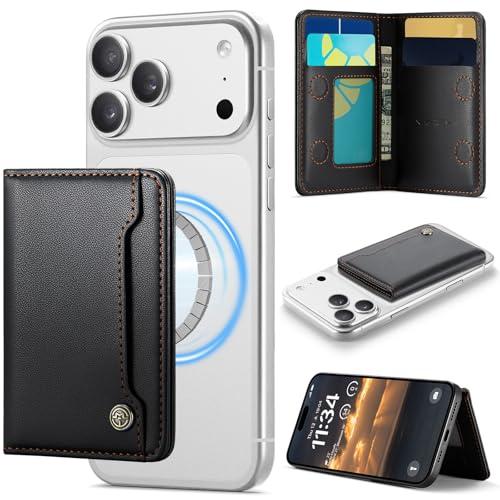Vinich for MagSafe Wallet Magnetic RFID Blocking Card Holder Compatible with MagSafe Phones and Cases, Strong Magnet Minimalist Phone Wallet for iPhone 17/16/15/14/13/12/ Pro/Max/Plus, Black