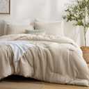 Bedsure Beige King Bed Comforter Set, Waffle Breathable Bedding Set, All Season Comforter with 3 Pieces, 1 Waffle Weave Comforter (104"x90") and 2 Pillowcases (20"x36")