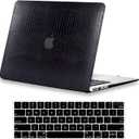 DTangLsm for MacBook Pro 13 inch Case 2025-2016 M2 M1 A2338 A2289 A2251 A2159 A1989 A1706 A1708, Crocodile Skin Alligator PU Leather Hard Shell Cover for MacBook Pro 2020 Case+Keyboard Cover, Black