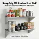 KUARBARR Stainless Steel Shelf Wall-Mounted Stainless Steel Wall Shelf 12 x 48 Inch, 2 Pack Commercial Metal Wall Shelves Garage Shelving for Restaurant Kitchen