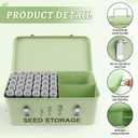 60 Slots Seed Storage Organizer, Metal Seed Saving Box with Lid and Safety Locks, Seeds Storage Container with 60 Seeds Envelopes and 64 Label, 3 Compartments, Perfect for Flower Plants Garden