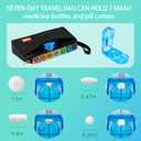 BEFUNZL Monthly Pill Organizer, Medicine Organizer Box with Portable Hard Shell and Pill Cutter, 31 Day Pill Holder with Weekly Pill Bag (Blue, 4 Times a Day)
