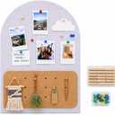 Felt Bulletin Board with Pegboard, 23.6 x 15.7 in Arched Pin Board for Wall