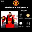 Manchester United Oversized Wearable Fleece Blanket, Super Warm and Cosy Premium Sherpa Lined, Manchester United Design, M