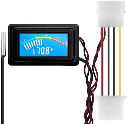 KETOTEK Digital Thermometer Temperature Meter Gauge Waterproof Sensor Probe Aquarium Car PC case Incubator Temp Meter 4 Pin Power Supply Celsius/Fahrenheit LCD Display