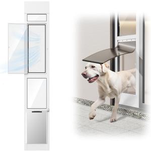 Dog Door for Sliding Glass Door, Adjustable Height 75 3/5" to 80" Sliding Door Pet Door Insert with Screen Design, Suitable for Large Dogs Up to 75 lbs, New