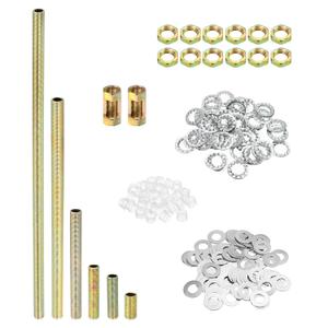 PATIKIL 1/8IP Thread 6 Size Lamp Pipe Kit with Lock Nuts Washers, 1 Set Fasteners Assortment Hardware for Chandelier Ceiling Light DIY, Zinc Plating