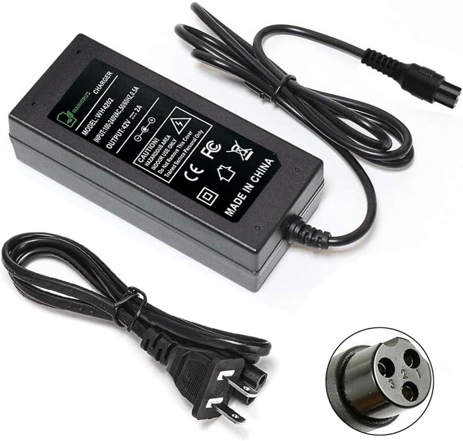 42V 2A Battery Charger for 36V Scooter Lithium Battery, Power Supply Adaptor with 8mm 3 Prong Connector