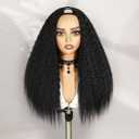 WIGER Kinky Straight U Part Wigs Human Hair Half Wig Natural Color Glueless Thin Leave Out Curly Hair 200% Density 22 Inch kinky Curly Clip in Wigs for Black Women Wear And Go Wig