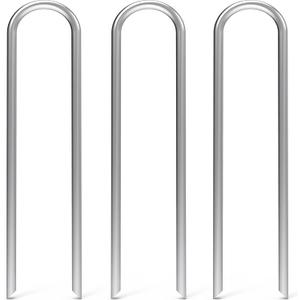 MySit 12 Inch 50 Pack Heavy Duty U Shaped Garden Stakes, 11 Gauge Galvanized Fence Stakes Landscape Staples Metal Yard Stakes for Ground, Drip Hose, Inflatables, Outdoor Decorations