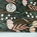 HAOKHOME Peel and Stick Wallpaper Floral Removable Stick on Contact Paper for Bathroom Green/Beige/Black 17.7in x 9.8ft