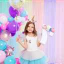 Tatuo Pastel Rainbow Backdrop Curtains Sheer Curtain Tulle Panels for Kid Unicorn Baby Birthday Party Window Classroom Decorations 6 Panels(354 Inch/ 30 Feet in Total Width,Bright Color)