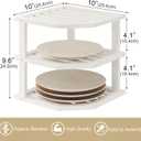 VERTORGAN 3 Tier Bamboo Corner Shelf (2 Pack),Dish Drying Rack, Plate Organizer, Kitchen Spice Rack for Countertop and Cabinet (White)