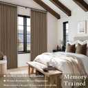 l05 Inch Linen 100% Light Blocking Curtains Drapes 105 Inches Long 2 Panels Set for Bedroom Neutral Pinch Pleated Black Out Thermal Light Brown Curtain for Summer Heat Energy Efficient Latte