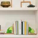 Maitys Ginkgo Leaf Bookends with Oak Wood Base Stained Glass Novelty Bookends Organizer Cute Book Ends for Shelves Desks Libraries Book Lover Gift (Green)