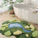 DEXI Moss Bath Mat, Ultra Thick Soft Green Bathroom Rug, Water Absorbent Non Slip Microfiber Rugs for Shower Floor, Sink, Bedroom, Home Accessories Decor, 20x32, Moss Green (1'8" x 2'8" (Oval))