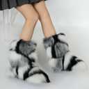 Women's Furry Boots 2025furry Fluffy Short Snow Boot mid-Calf Boots Warmcomfortable Outdoor Fur Shoes (M)