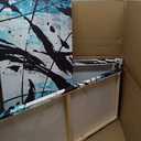 KREATIVE ARTS 4 Panel Turquoise Decor for Living Room Large Size Teal Wall Art Blue Grey Black Wall Decoration Canvas Print Modern Abstract Painting L68xH32inch (Blue)