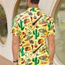 Cinco De Mayo Shirts for Men Mexico Button Down Shirt Hawaiian Tropical Tees Summer Short Sleeve Outfit (Black, S)