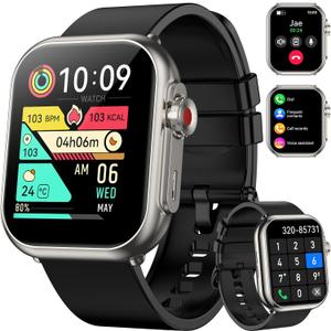 Smart Watch for Men Women, 1.85" HD Fitness Tracker (Answer/Make Call), 1000 mAh Battery, 120+ Sport Modes, IP68 Waterproof, 24/7 Heart Rate/Sleep Monitor, for Android/iPhone (Black)