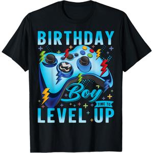 Birthday Boy Time to Level Up Video Game Birthday Gamer Boys T-Shirt Small