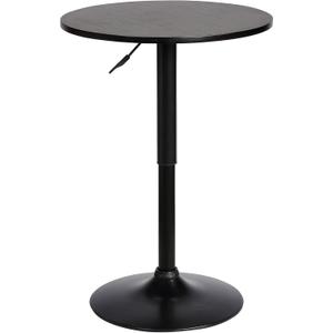 Armen Living Bentley Height Adjustable Swivel Pub Table with Black Wood Finish and Black Base