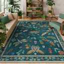 Lahome Insect Print 5x7 Area Rugs for Living Room, Soft Washable Rugs for Bedroom Ultra-Thin Non Slip Modern Rug, Stain Resistant Throw Rug Carpet for Office Nursery Dining Room(5'x7',Dark Green)