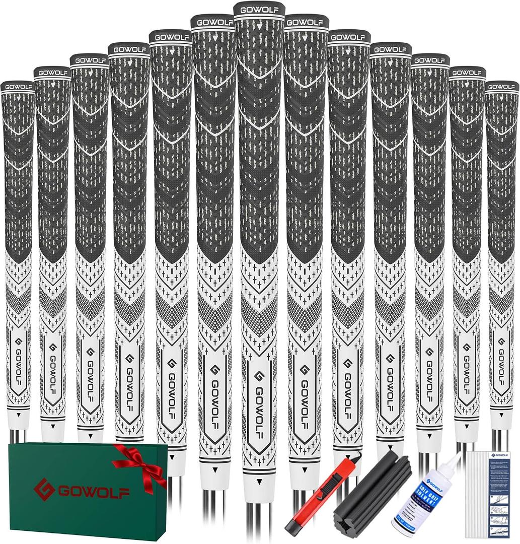 Gowolf Golf Grip Cord Rubber Multi-compound Golf Driver Irons Club  (White(13 Grips with Kit), Standard)