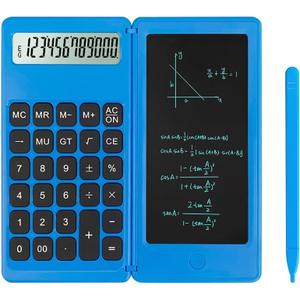 Desk Calculator, Desktop Small Calculator with Writing Notepad, Basic 4-Function Math Large Button Calculator, School Supplies for Kids, Middle/High School Students (Blue)