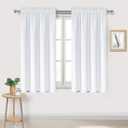 DWCN White Curtains for Living Room Thermal Insulated, 50% Light Blocking Curtains for Bedroom, Dining Room Window, W 38x L 45 Inch, Set of 2 Rod Pocket Curtain Panels