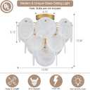 Modern Flush Mount Glass Ceiling Light, Gold Hallway Lights Vintage Chandelier, 4-Light Unique Light Fixture for Bedroom Entryway Loft Kitchen Laundry Bathroom Farmhouse