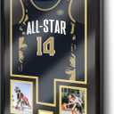 Juexica Jersey Frame Display Case Jersey Shadow Box 32 x 24 Inch with Photo and Signature Display with Tempered Glass Cover for Football Baseball Basketball Hockey, Mens Sport Fans Gift(Black Gold)