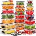 62 PCS Large Food Storage Containers with Lids Airtight (31 Lids & 31 Containers)- 85 OZ Reusable Plastic Leakproof Meal-Prep Container for Kitchen Storage Organization Microwave/Dishwasher Safe