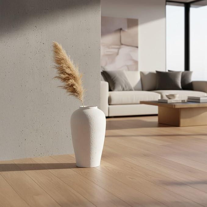 Whispering Homes | Terracotta Frost Terracotta Vase - Small | Terracotta Vases for Garden Display | White Patterned Finish | Terracotta Minimalist Vase for Home Decor & Outdoor Styling