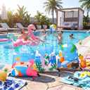 Eccliy 24 Pcs Summer Pool Party Favor Bags Drawstring, Beach 11.8x10