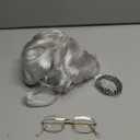 Old Lady Costume Set Grandma Wig Cap Madea Granny Glasses Eyeglass Chains Cords Faux Pearl Bead Necklace Cosplay Set 5 Pieces (Base Size, silver white bun)