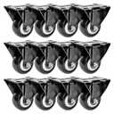 FactorDuty 12 Pack 2 inch Caster Wheels Rigid Fixed Stationery Non Swivel All Black Polyurethane Wheels Premium Non Marking No Noise 150LB Per Wheel