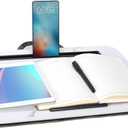 Lap Desk, Portable Laptop Desk Fits Up to 16 Laptops, with Tablet Slot, Built-in Cushion, Great for Home & Office,Lap Desk with Cushion (White Marble, Medium)