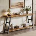ChooChoo 70.9 Inch Long Console Tables for Entryway, Wood 2-Tier Entry Hallway Table, Narrow Sofa Table Behind Couch Table for Living Room, Entrance, Rustic Brown, 70.9" x 11.8" x 31.5"