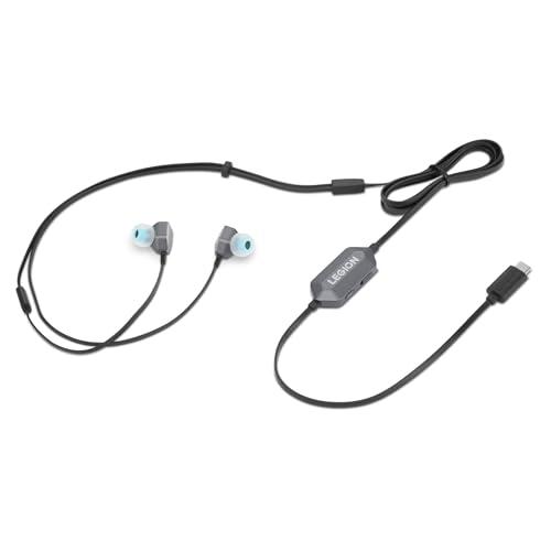 Lenovo Legion RGB Gaming in-Ear Headphones with USB-C E510-7.1 Surround Sound, Hi-Res Audio, in-Line Controller with RGB Lights - Compatible with PC, Tablet, Phone