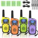 Walkie Talkies for Adults- WokTok Long Range Two Way Radio for Camping Hiking Hand Held Hiking Accessories Camping Gear Xmas Birthday Gift for Kids,SOS Siren,NOAA Weather Alert,4 Radios (Yellow+Orange+Green+Purple)