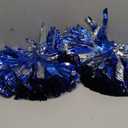 Hooshing 2 Pack Pom Poms Cheerleading Blue and Silver Pompoms with Baton Handle for Team Sports Spirit Dance Cheering