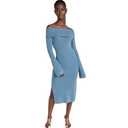 Saodimallsu Womens Off The Shoulder Sweater Dress Long Sleeve Bodycon Ribbed Knit Cocktail Party Formal Midi Dresses M