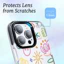 for iPhone 14 Case, Vibrant Doodle Happy Positive Floral Collage Pattern, Military-Grade Drop Protection, Cute Soft Slim TPU Protective Cover with Camera Control for Women Girls