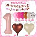 57Pcs My First Rodeo Decorations Girl Cowgirl First Rodeo Birthday Decorations for Girl with 40" Number 1 Balloon, Banner, Pastel Pink Backdrop for 1 Year Old Girls Milestone Baby Shower Party