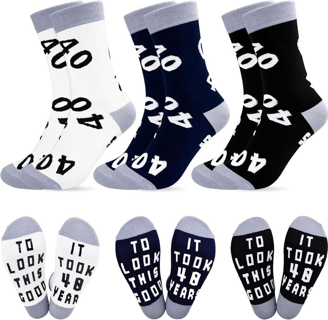 40th 50th 60th Birthday Gifts for Man and Woman,Funny Crew Cotton Socks for 40th 50th 60th Birthday Decorations