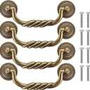 4.5'' C-C Center Drawer Pulls, 4 Pack Antique Bronze Bail Drop Swing Handles for Dresser Cabinet Knob, Vintage Style Brass Handle 114 mm (4.5 Inch) Center to Center Furniture Pulls