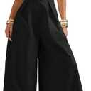 Verdusa Women's Zip Up Wide Leg Jumpsuits Sleeveless One Piece Jumpsuit Formal Dressy Casual Spring Outfits (Black, L)