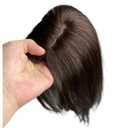 Human Hair Front Hairline Topper 10" Clip on Curtain Bangs 3D Side Fringe with Invisible PU & Lace Base (Dark Brown)