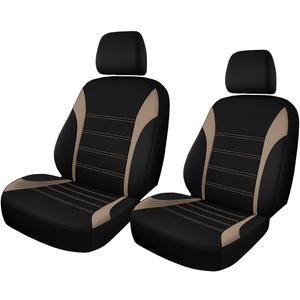 2PCS Car Front Seat Covers, Anti-Slip Breathable Auto Seat Protector Cover with Removable Headrest Cover, Comfortable Vehicle Seats Decoration Accessories for Cars, Trucks, SUVs(Beige)
